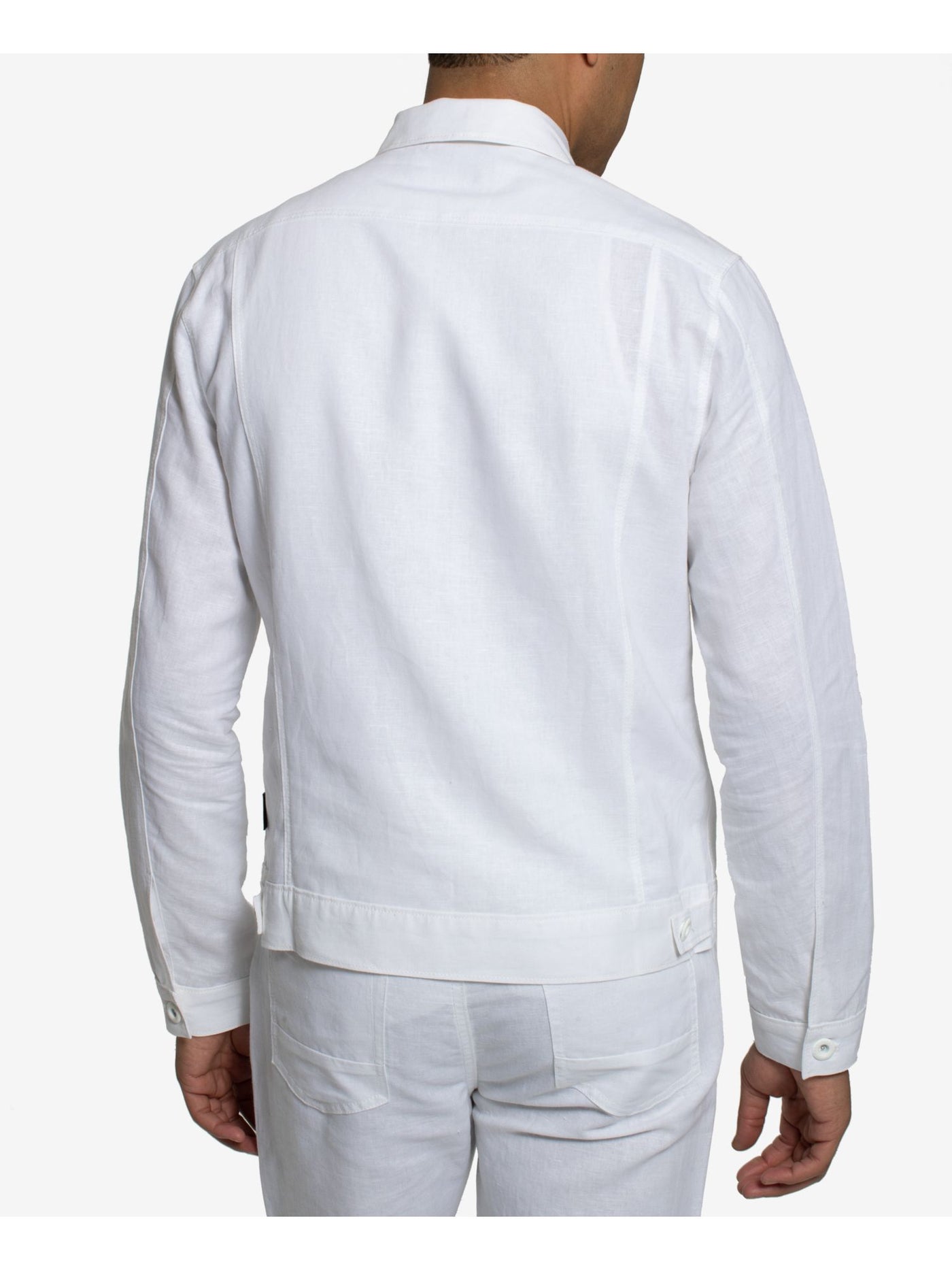 SEANJOHN Mens White Spread Collar Button Down Cotton Blend Cotton Blend Shirt 4XL