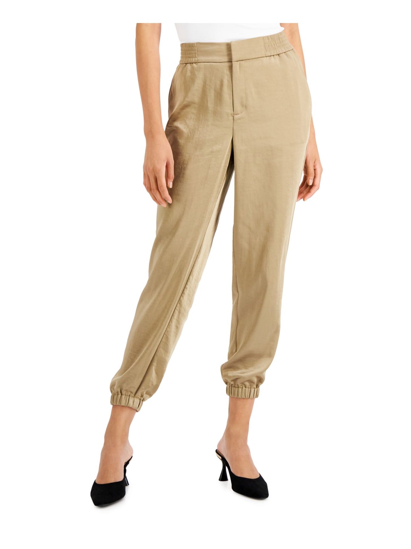 CHARTER CLUB Womens Beige Zippered Pocketed Ankle  Elastic Waistband And Hem Wear To Work Cuffed Pants 14