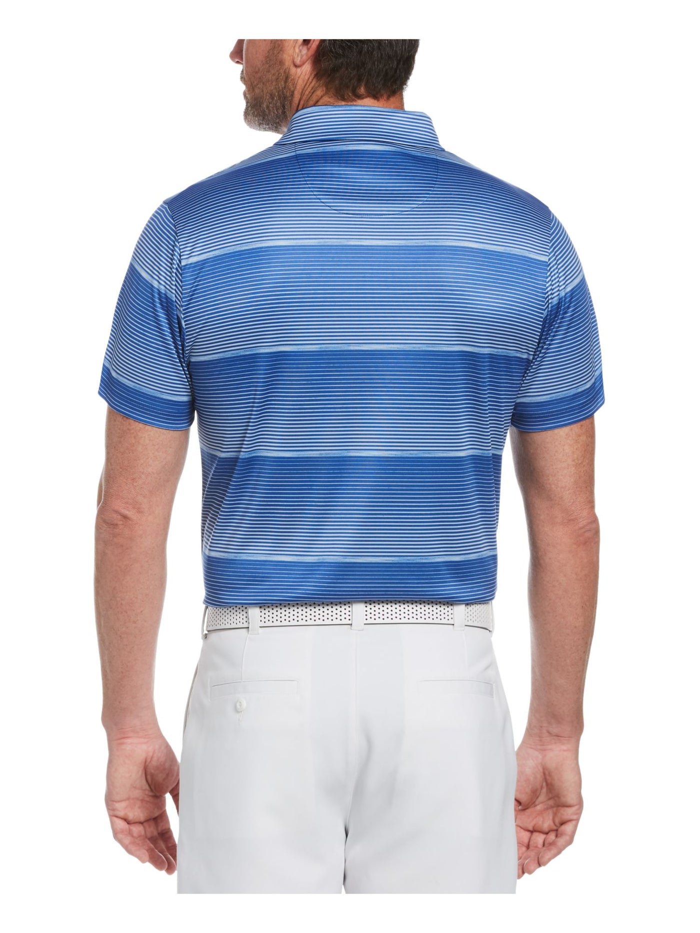 PGA TOUR Mens Blue Striped Athletic Fit Moisture Wicking Polo L