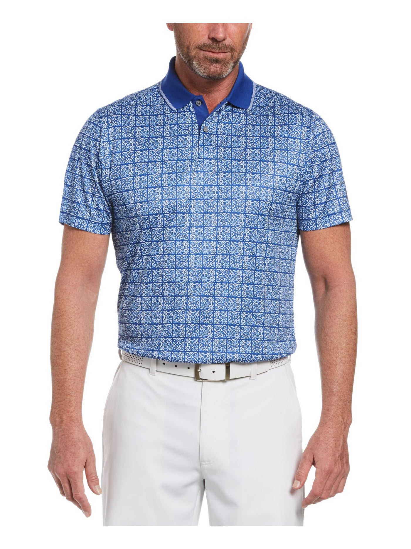 HYBRID APPAREL Mens Golf Blue Floral Moisture Wicking Polo XXL