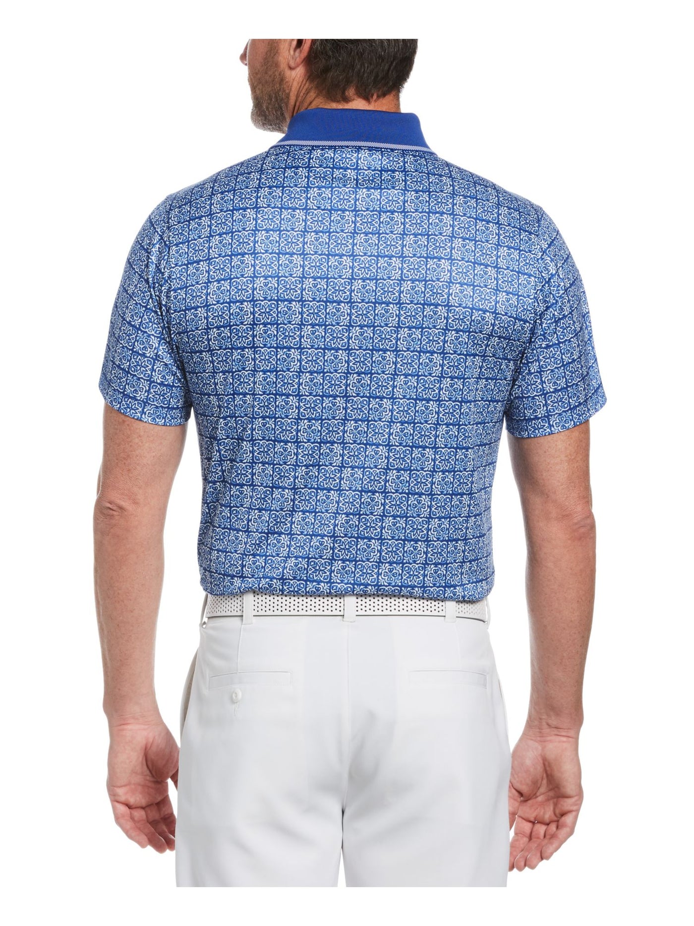 HYBRID APPAREL Mens Golf Blue Floral Moisture Wicking Polo XXL