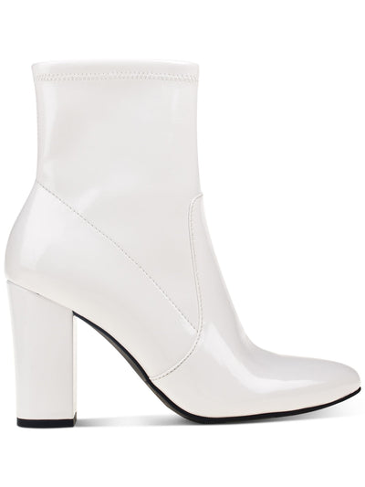 WILD PAIR Womens White Comfort Slip Resistant Becci Round Toe Block Heel Zip-Up Booties 10 M