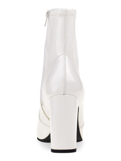 WILD PAIR Womens White Comfort Slip Resistant Becci Round Toe Block Heel Zip-Up Booties 9 M