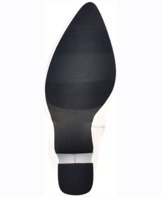 WILD PAIR Womens White Comfort Slip Resistant Becci Round Toe Block Heel Zip-Up Booties M