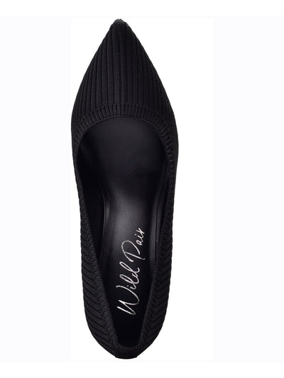 WILD PAIR Womens Black Striped Comfort Daliaa Pointed Toe Stiletto Slip On Dress Pumps Shoes 9.5 M