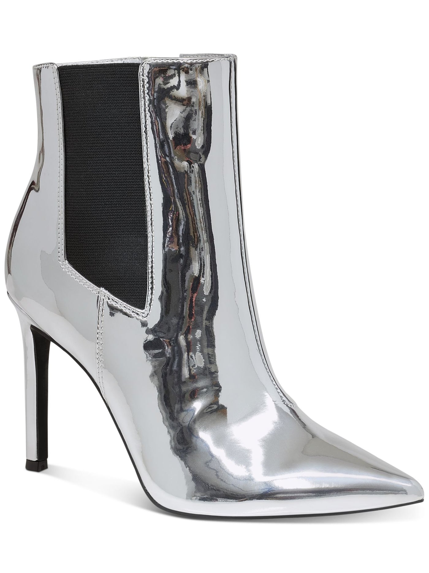 INC Womens Silver Comfort Goring Katalina Pointed Toe Stiletto Zip-Up Dress Booties 6 M