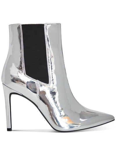 INC Womens Silver Comfort Goring Katalina Pointed Toe Stiletto Zip-Up Dress Booties 5.5 M