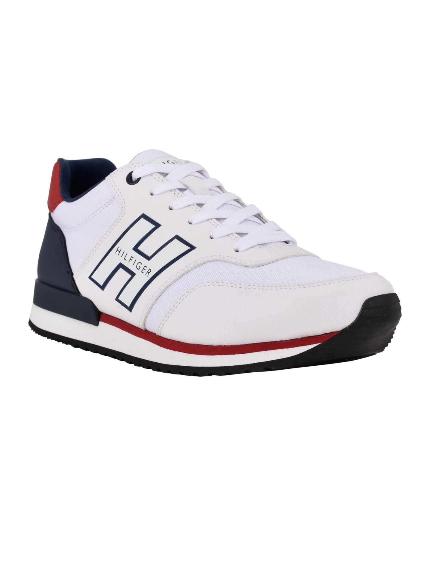 TOMMY HILFIGER Mens White Color Block Cushioned Mainer Round Toe Lace-Up Sneakers Shoes 8.5 M
