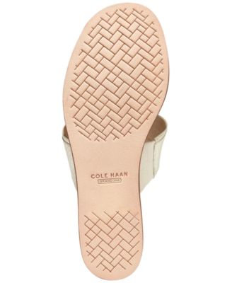 COLE HAAN Womens White Scale Embossed Goring Double Band Comfort Wesley Round Toe Wedge Slip On Leather Slide Sandals Shoes B