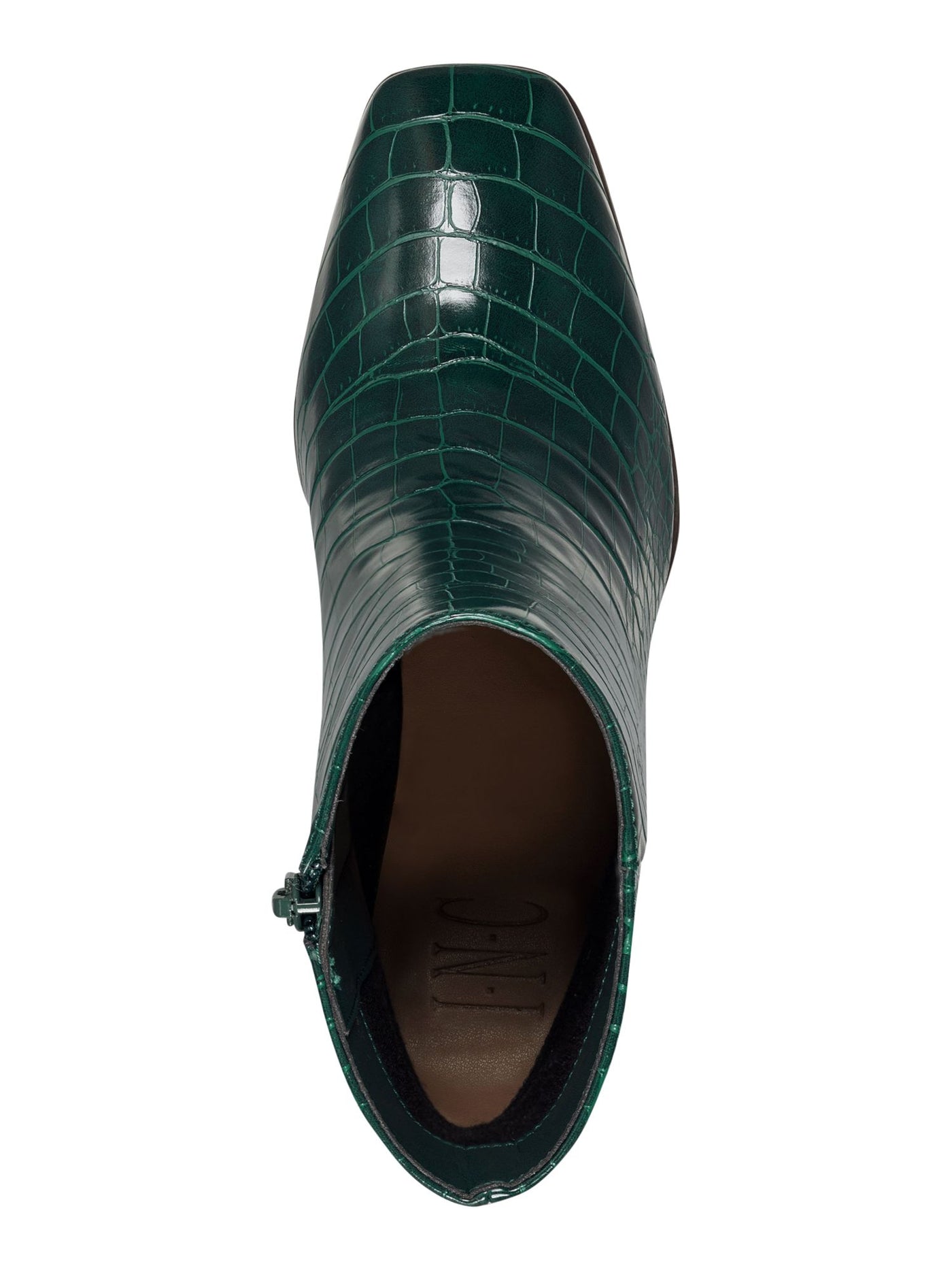INC Womens Green Crocodile Comfort Slip Resistant Dasha Square Toe Block Heel Zip-Up Booties 5 M