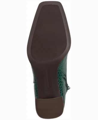 INC Womens Green Crocodile Comfort Slip Resistant Dasha Square Toe Block Heel Zip-Up Booties M