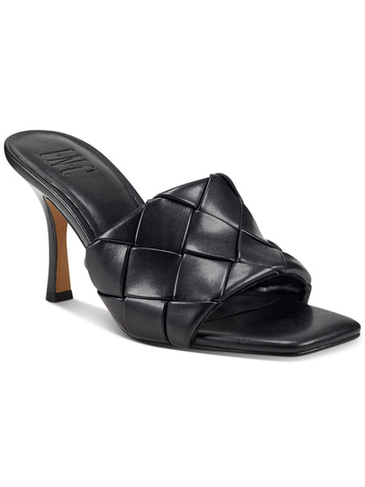 INC Womens Black Woven Cushioned Liah Square Toe Stiletto Slip On Dress Sandals Shoes 5.5 M