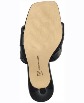 INC Womens Black Woven Cushioned Liah Square Toe Stiletto Slip On Dress Sandals Shoes M