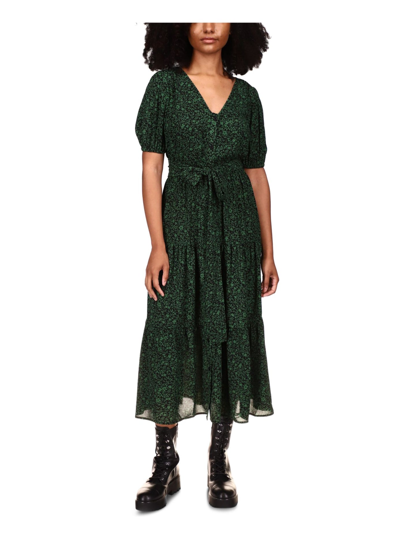 michael kors green wrap dress Michael Plus Size Palm Short-Sleeve Julia Wrap Dress