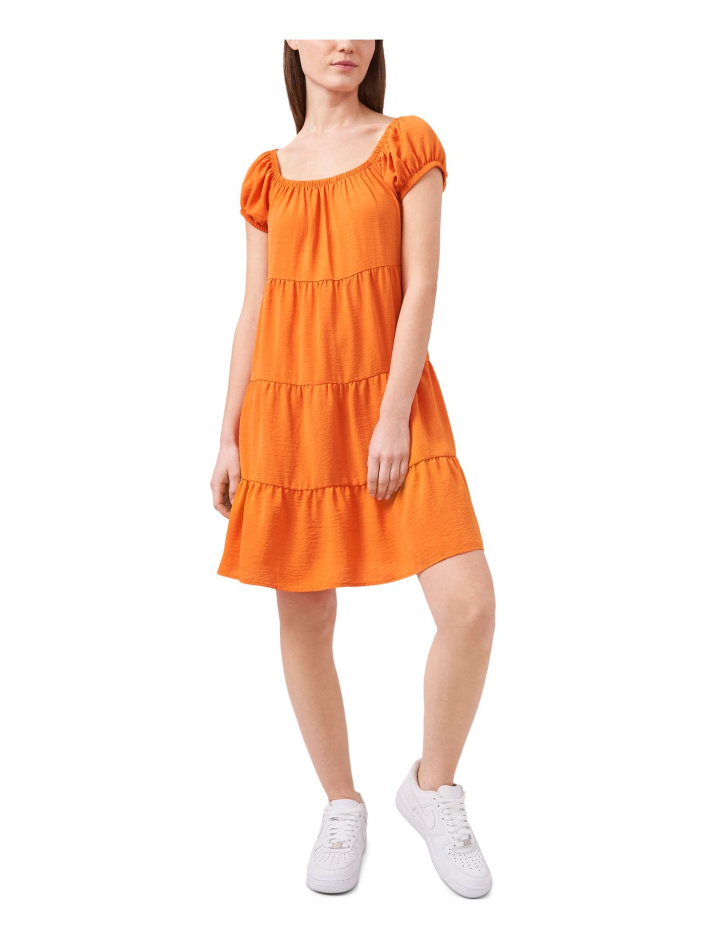 RILEY&RAE Womens Orange Cap Sleeve Scoop Neck Baby Doll Dress S