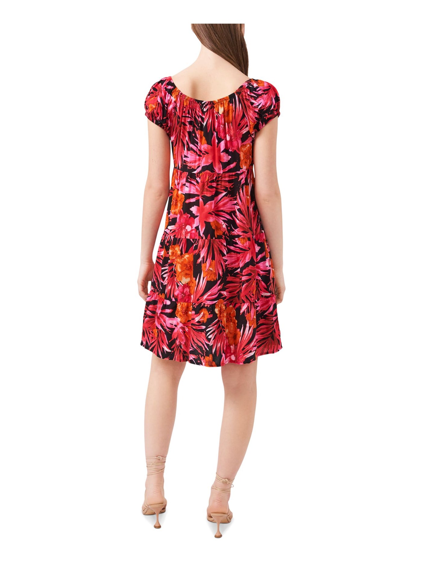 RILEY&RAE Womens Red Floral Short Sleeve Off Shoulder Short Party Fit + Flare Dress S