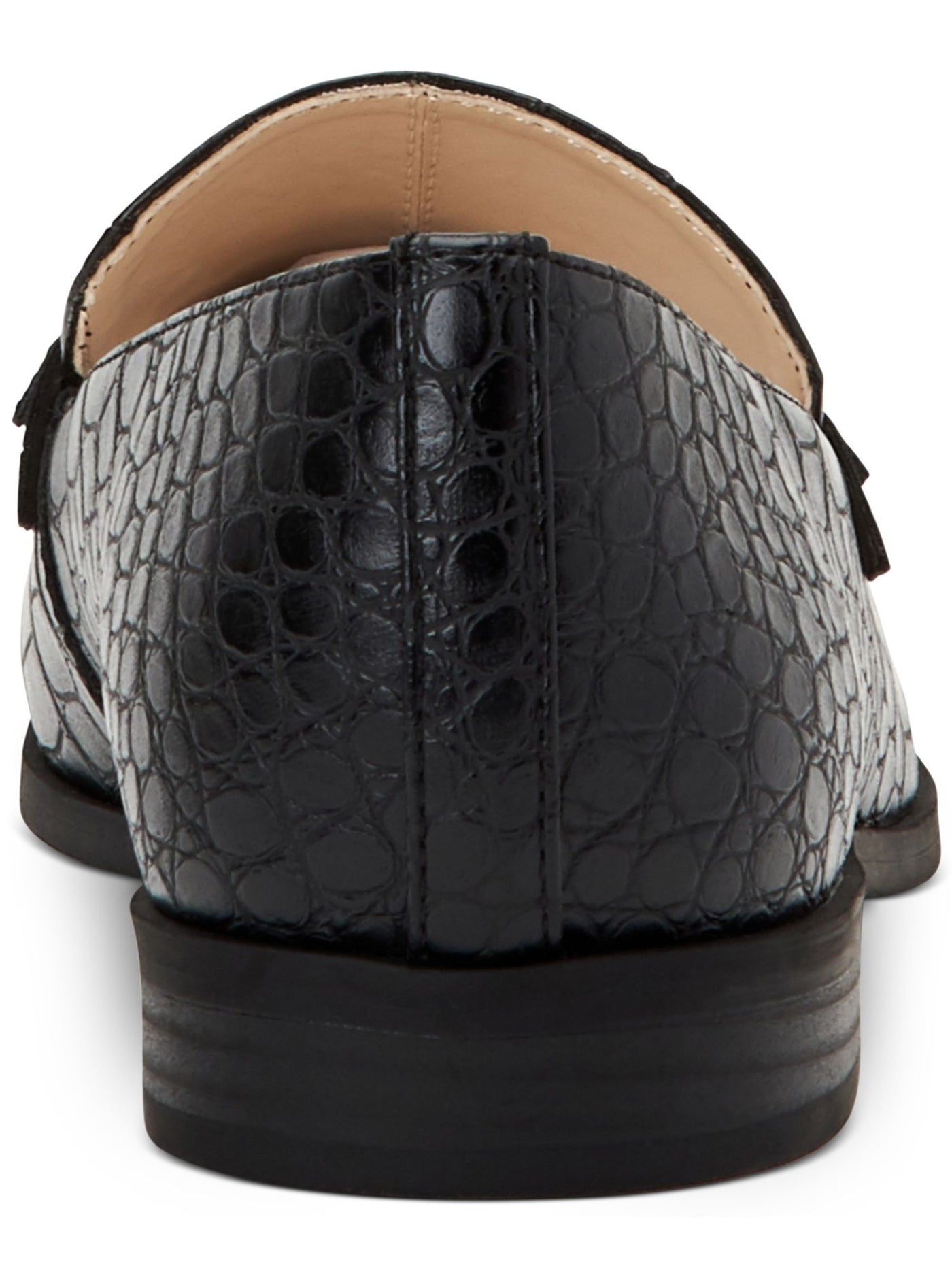 CHARTER CLUB Womens Black Crocodile Chain Comfort Kattelle Round Toe Block Heel Slip On Loafers Shoes 7.5 M