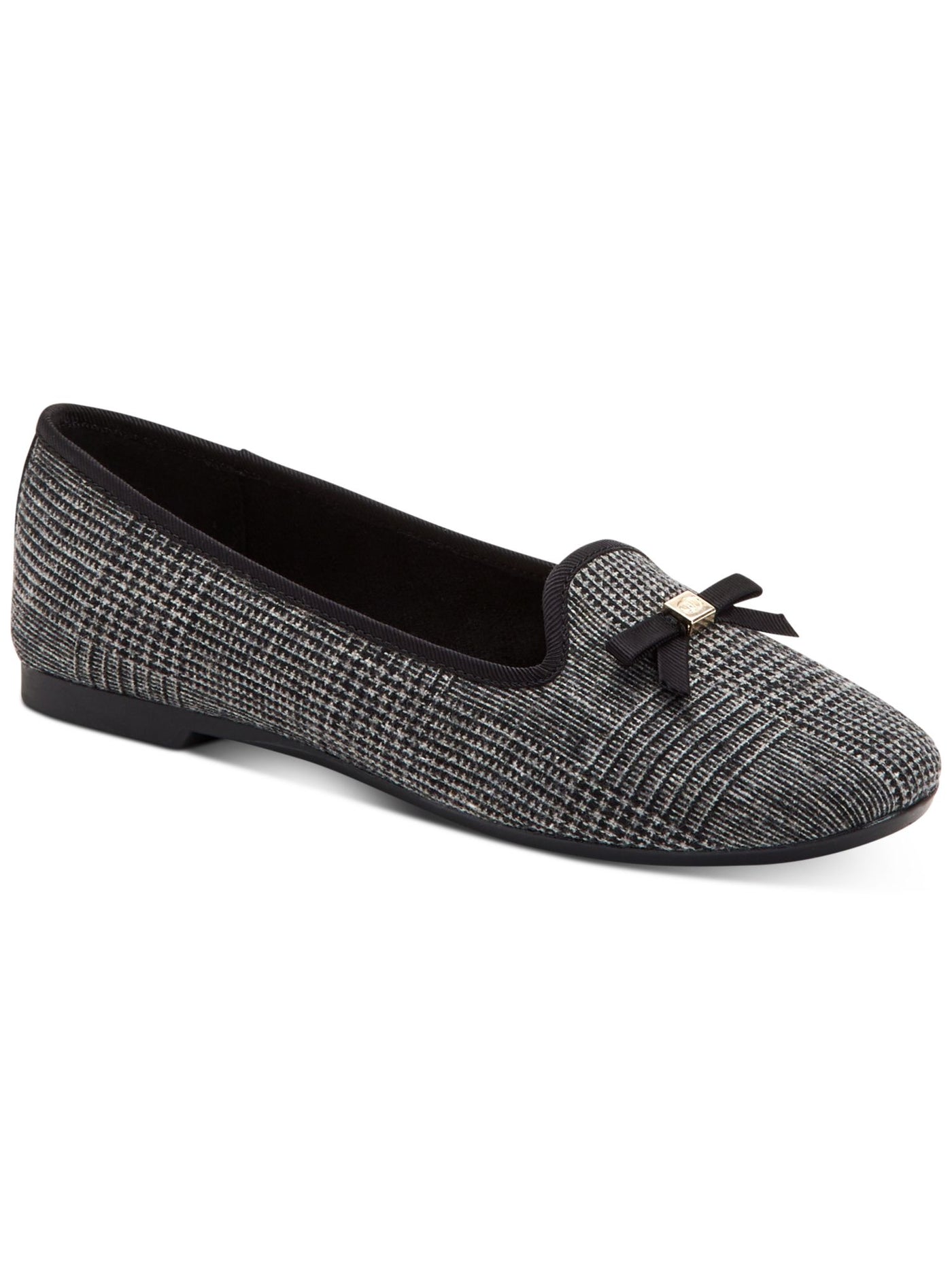 CHARTER CLUB Womens Gray Patterned Metallic Accent Bow Accent Padded Kimii Round Toe Slip On Loafers Shoes 9.5 M
