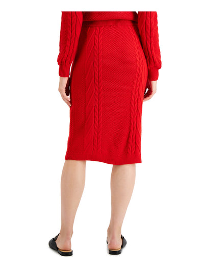 CHARTER CLUB Womens Knit Textured Ribbed Sweater Knee Length Pencil Skirt