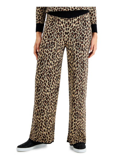 CHARTER CLUB Womens Brown Metallic Mid-rise Sweater Elastic Waist Animal Print Pants M