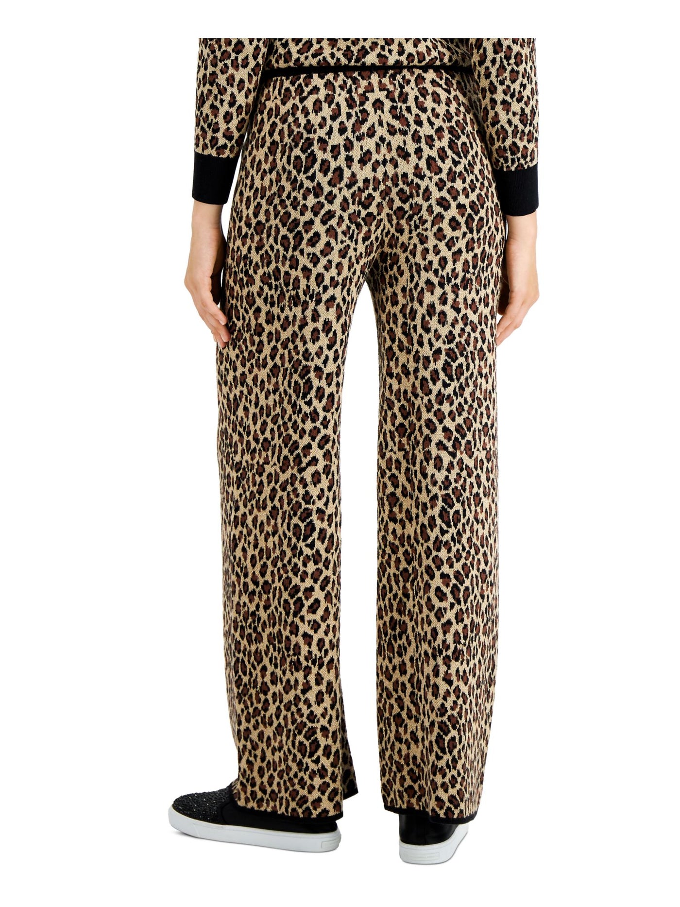 CHARTER CLUB Womens Beige Metallic Mid-rise Sweater Elastic Waist Animal Print Pants S