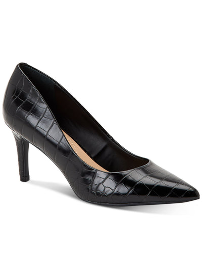 ALFANI Womens Black Crocodile Padded Jeules Pointed Toe Stiletto Slip On Pumps Shoes 5 M