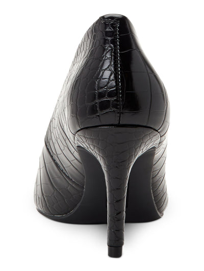ALFANI Womens Black Crocodile Padded Jeules Pointed Toe Stiletto Slip On Pumps Shoes 5 M