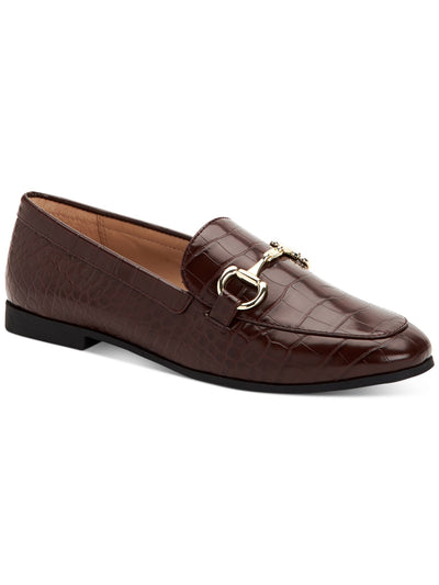 ALFANI Womens Brown Crocodile Cushioned Gayle Round Toe Slip On Dress Loafers Shoes 11 M
