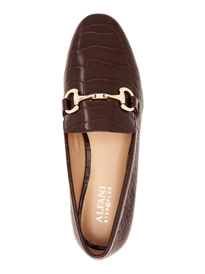 ALFANI Womens Brown Crocodile Cushioned Gayle Round Toe Slip On Dress Loafers Shoes 11 M