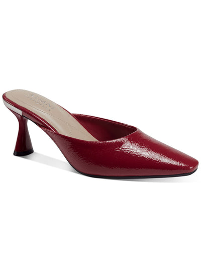 ALFANI Womens Red Crinkle Comfort Cecilia Square Toe Flare Slip On Heeled Mules Shoes 5.5 M