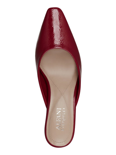 ALFANI Womens Maroon Crinkle Comfort Cecilia Square Toe Flare Slip On Heeled Mules Shoes 8.5 M