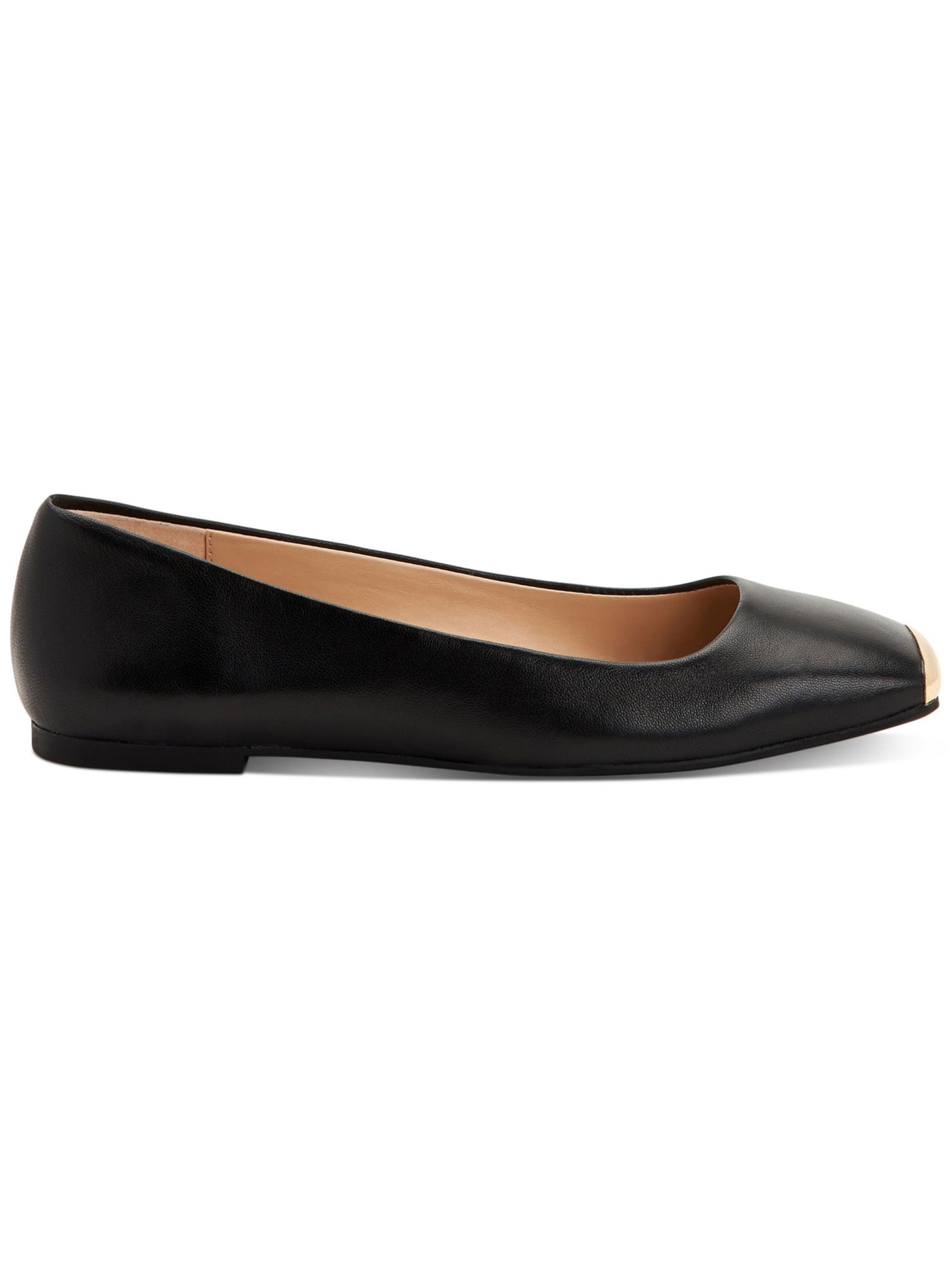 ALFANI Womens Black Toe Plate Padded Neptoon Square Toe Slip On Leather Flats Shoes 9.5 M