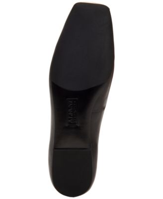 ALFANI Womens Black Toe Plate Padded Neptoon Square Toe Slip On Leather Flats Shoes M