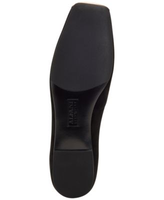 ALFANI Womens Black Comfort Neptoon Square Toe Slip On Leather Flats Shoes M