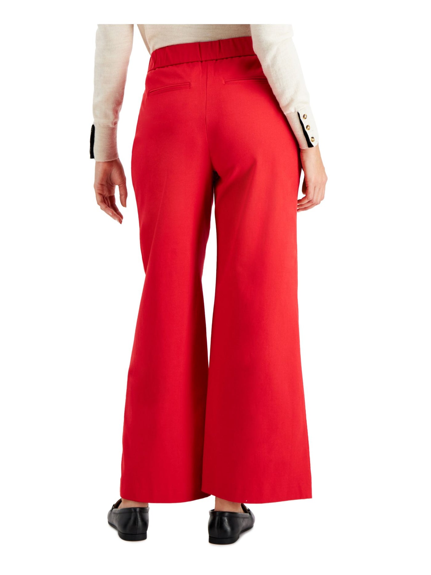 CHARTER CLUB Womens Red Stretch Pleated Pocketed Button Fly Wear To Work Wide Leg Pants 12