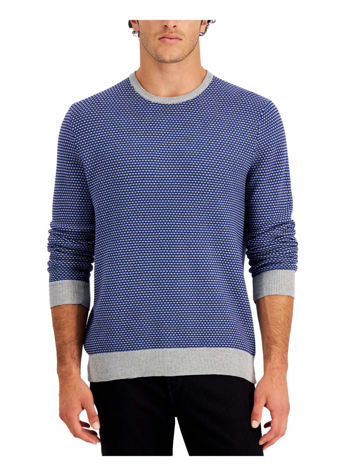CLUBROOM Mens Elevated Navy Patterned Crew Neck Classic Fit Knit Pullover Sweater XL