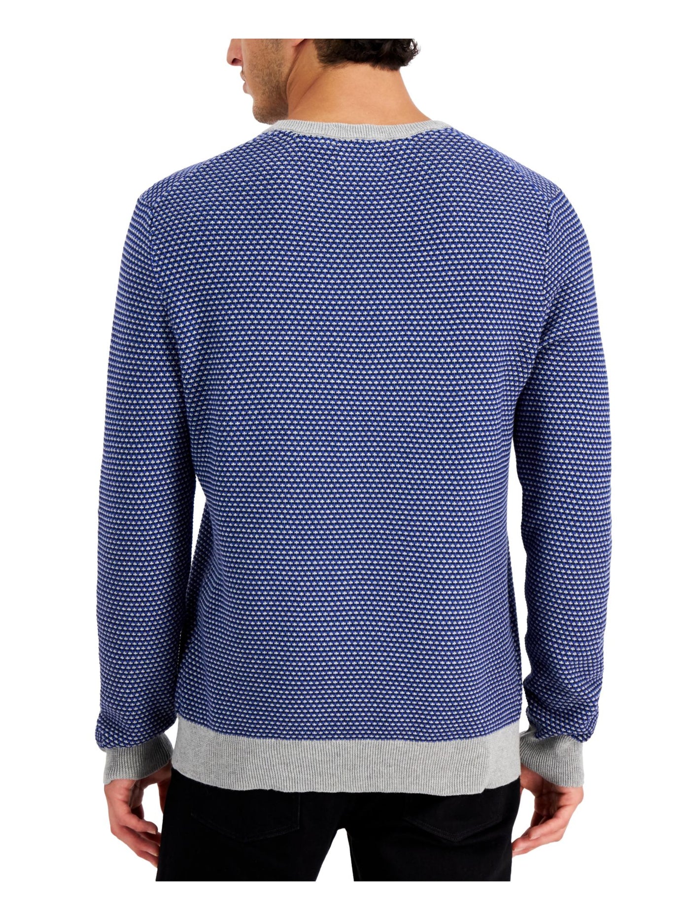 CLUBROOM Mens Elevated Navy Patterned Crew Neck Classic Fit Knit Pullover Sweater S
