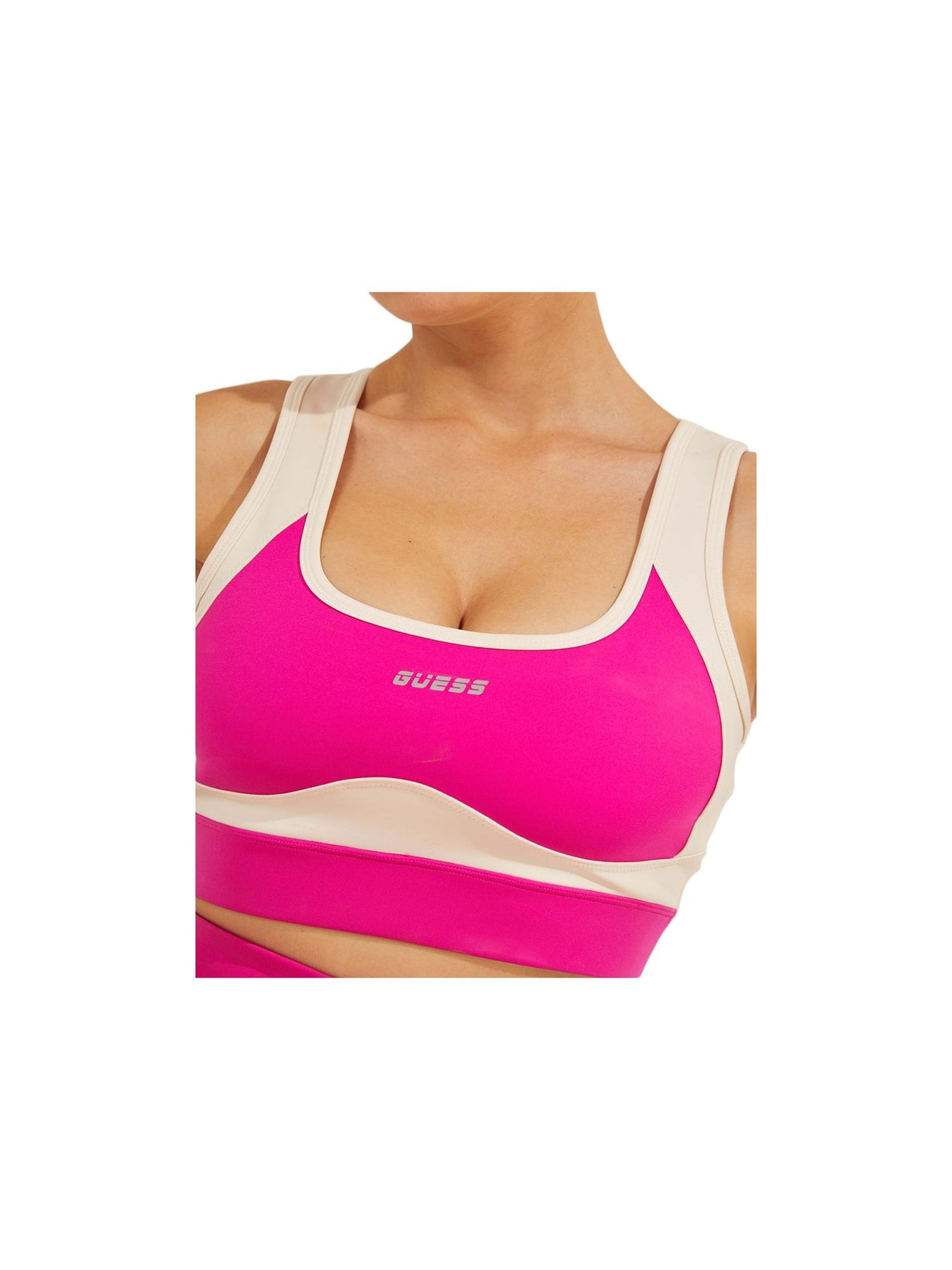 GUESS Intimates Pink Compression Cutouts at back Square neckline Sports Bra M