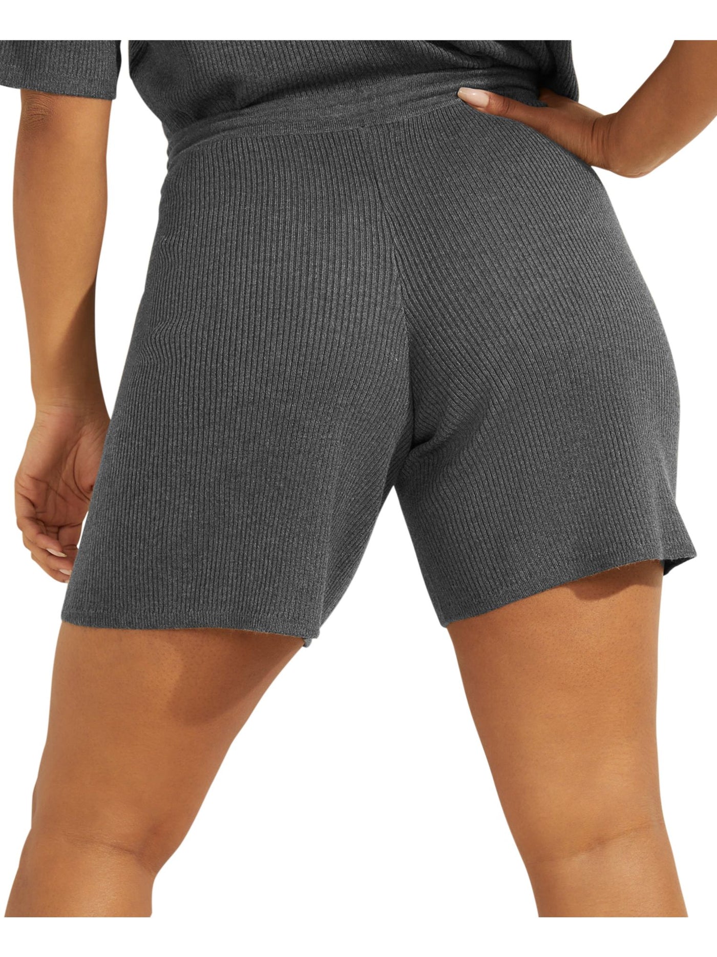 GUESS Womens Gray Ribbed Drawstring Waist Pull-on Style Bermuda Shorts XL