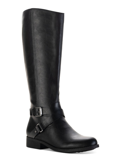 STYLE & COMPANY Womens Black Gored Buckle Accent Marlee Round Toe Block Heel Zip-Up Riding Boot 5 M