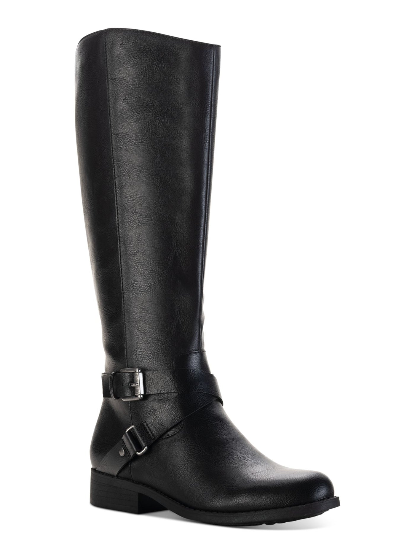 STYLE & COMPANY Womens Black Goring Buckle Accent Comfort Marliee Round Toe Block Heel Zip-Up Riding Boot 7.5 M WC