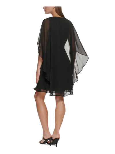 DKNY Womens Black Sleeveless V Neck Above The Knee Formal Fit + Flare Dress 12