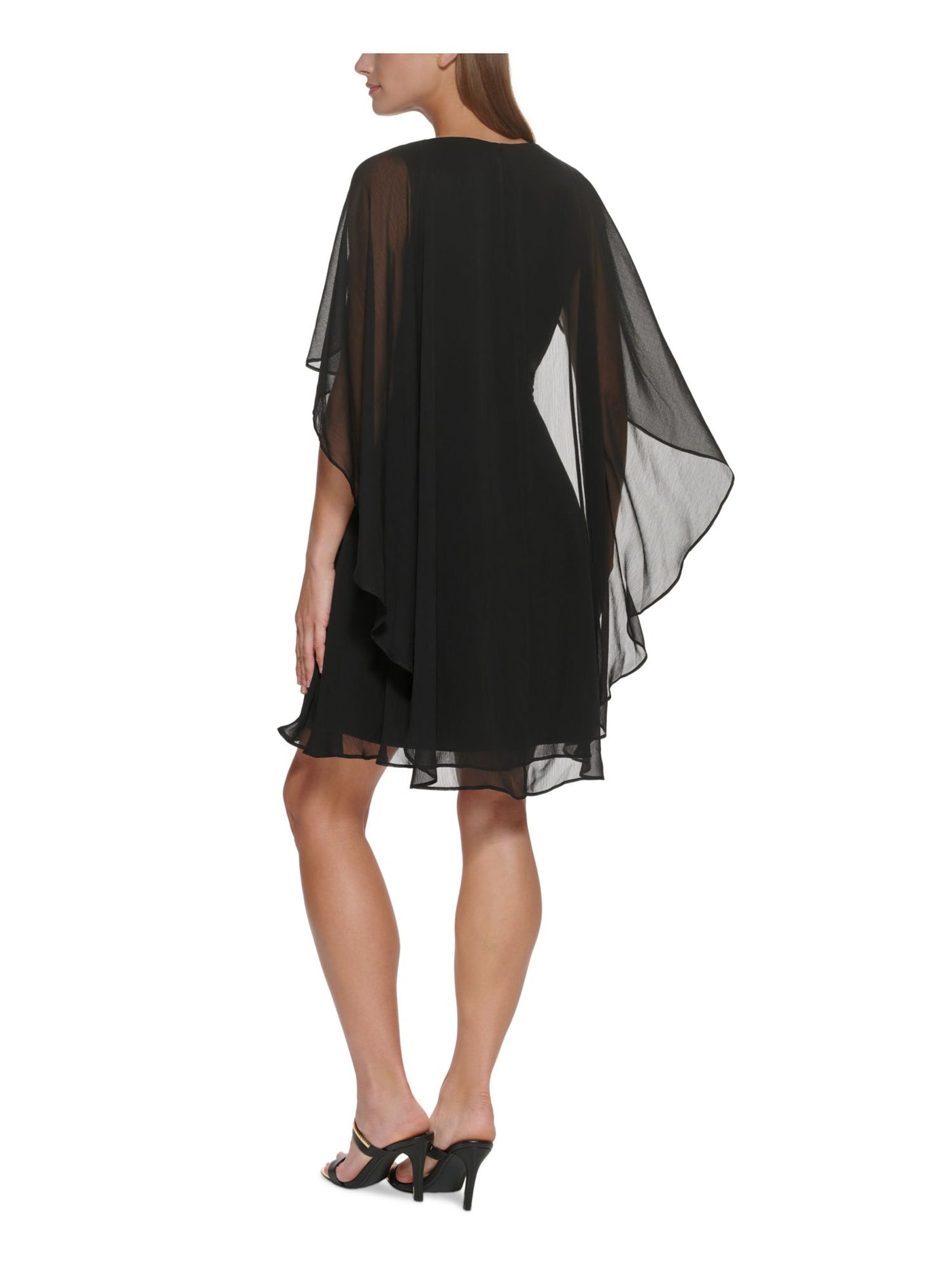 DKNY Womens Black Sleeveless V Neck Above The Knee Formal Fit + Flare Dress 6