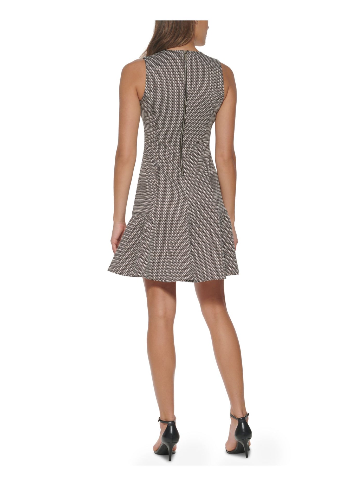 TOMMY HILFIGER Womens Zippered Unlined Sleeveless Crew Neck Above The Knee Wear To Work Fit + Flare Dress