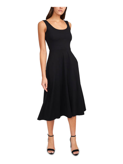 MSK Womens Black Pocketed Unlined Pullover Sleeveless Scoop Neck Midi Shift Dress Petites MP
