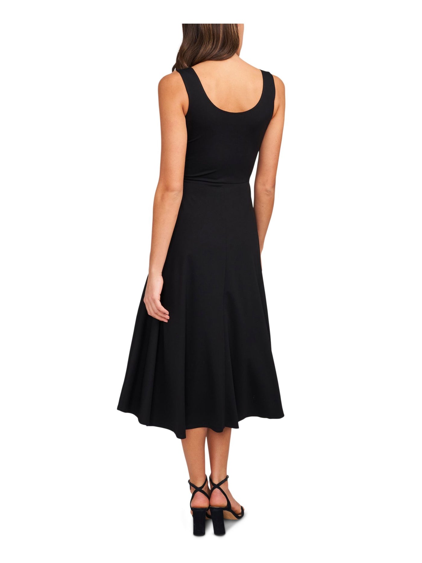 MSK Womens Black Pocketed Unlined Pullover Sleeveless Scoop Neck Midi Shift Dress Petites MP