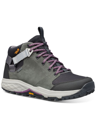 TEVA Womens Gray Mixed Media Waterproof Leather Ringed Straps Cushioned Treaded Grandview Gtx Round Toe Wedge Lace-Up Sneakers Shoes 9.5