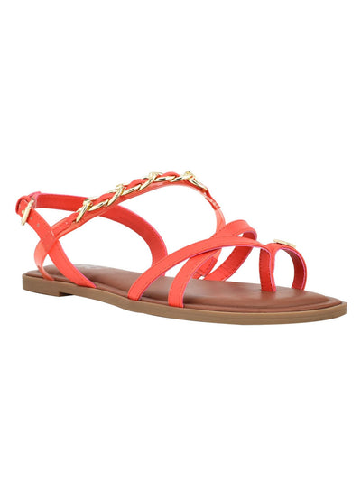 GBG LOS ANGELES Womens Coral Chain Strappy Resia Round Toe Buckle Thong Sandals Shoes 6.5 M