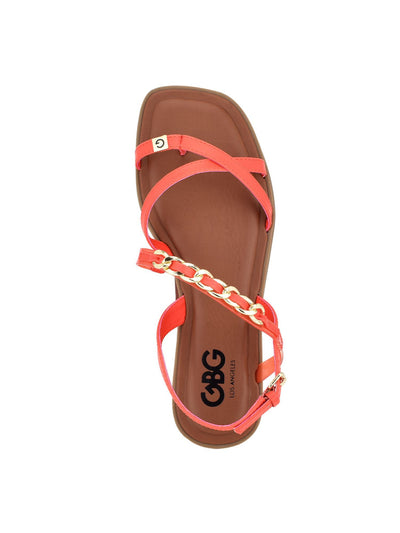 GBG LOS ANGELES Womens Coral Chain Strappy Resia Round Toe Buckle Thong Sandals Shoes 6.5 M
