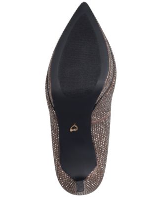 THALIA SODI Womens Brown Padded 1" Platform Metallic Rhinestone Joey Pointed Toe Stiletto Slip On Dress Pumps Shoes M